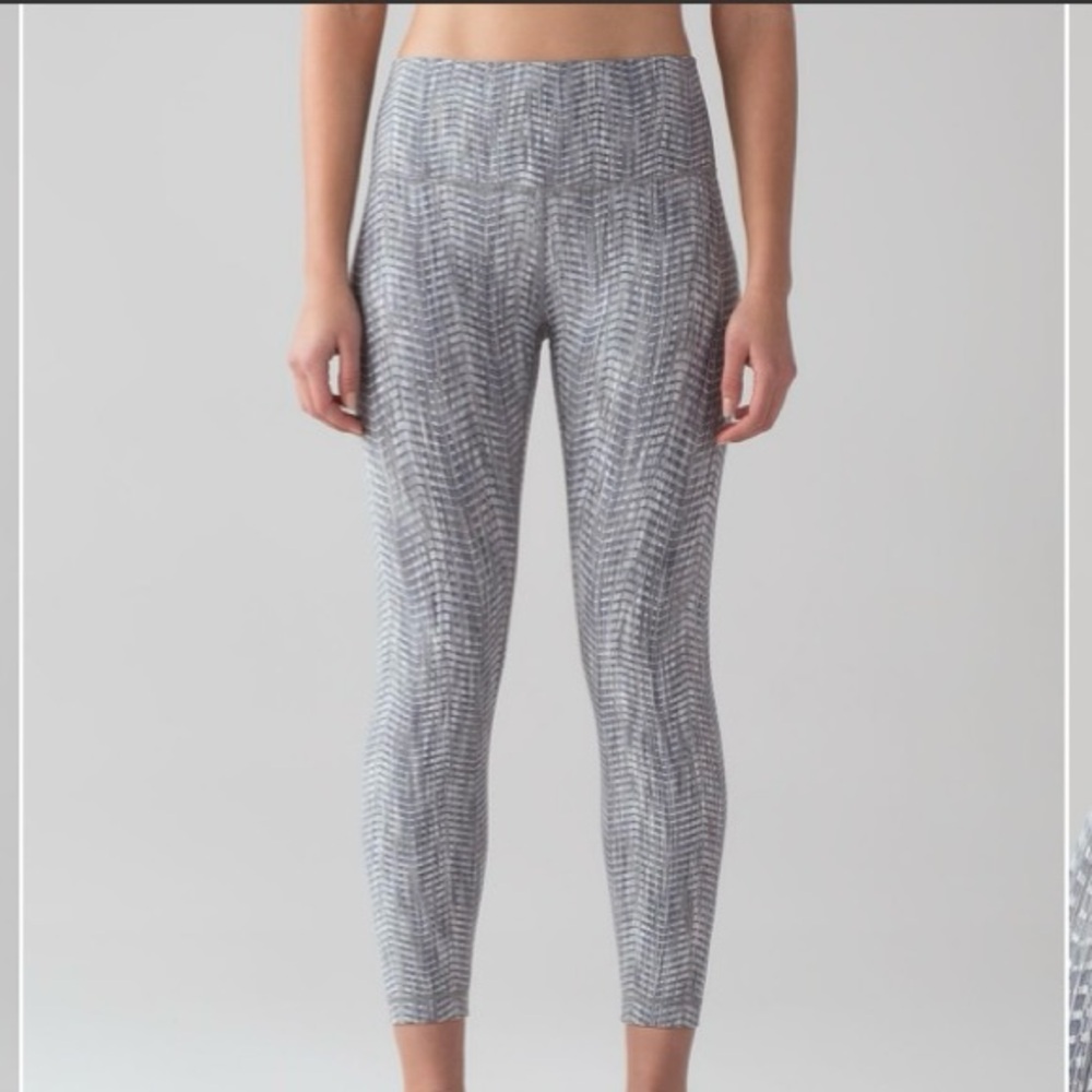 Lululemon Wunder Under Hi-Rise 7/8 Tight Luon Arrow Jacquard Battleship Silver